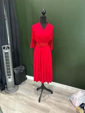 Talbots Red Wrap Midi Dress with Braided Belt Size 10 Petites